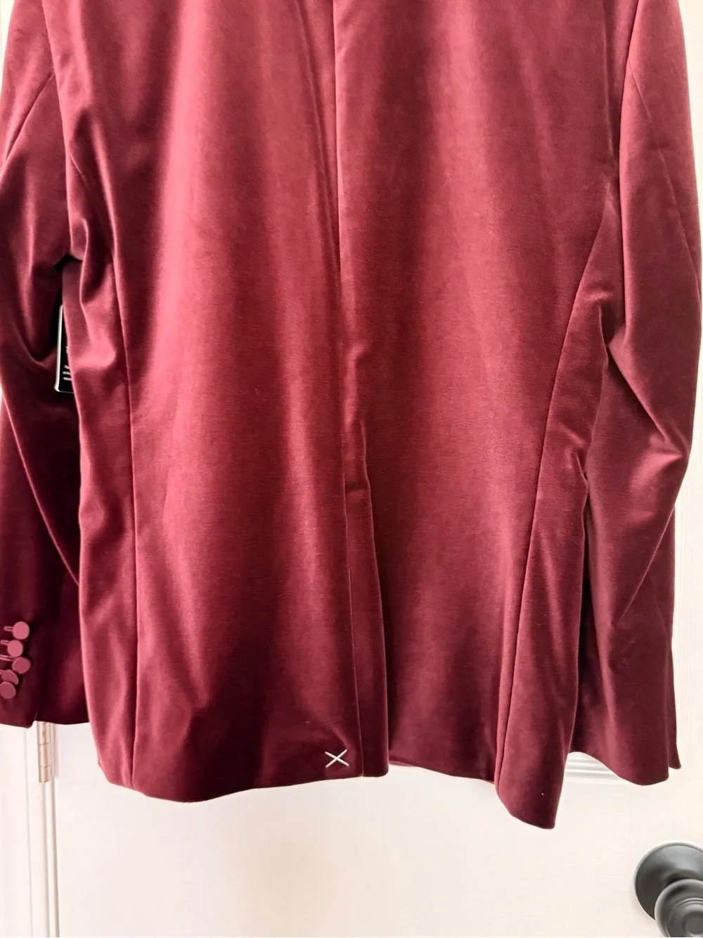 Express Men's Velvet Tuxedo Jacket in Deep Burgundy